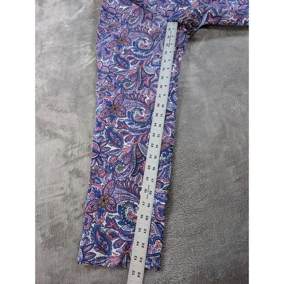 Isaac Mizrahi Live Pants Women’s 8P Purple Paisley Crop Pull On Mid Rise - Picture 9 of 10